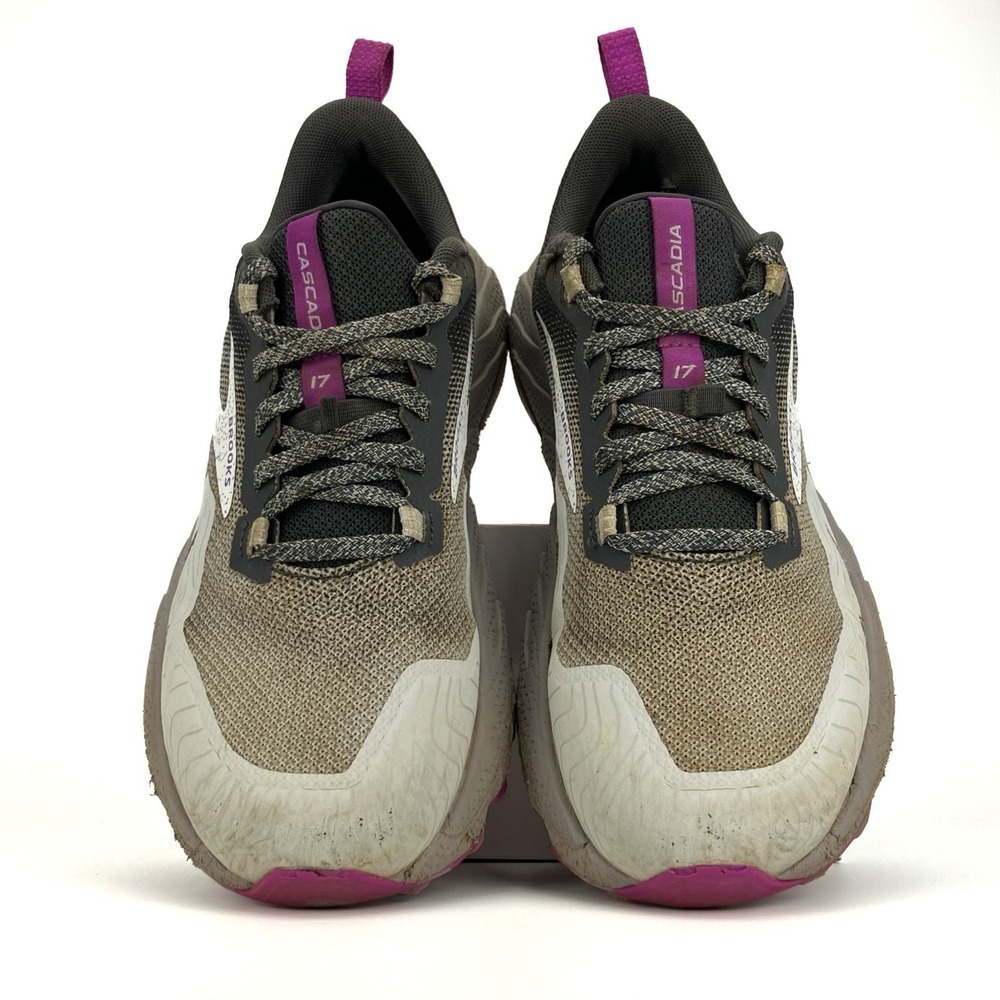 Brooks Cascadia 17 Trail Shoe - Women Size 7.5 'Oyster/Blackened Pearl/Purple' - Picture 4 of 15